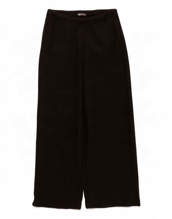 Zara Calça feminina de treino com perna larga UK 18 XL poliéster preto