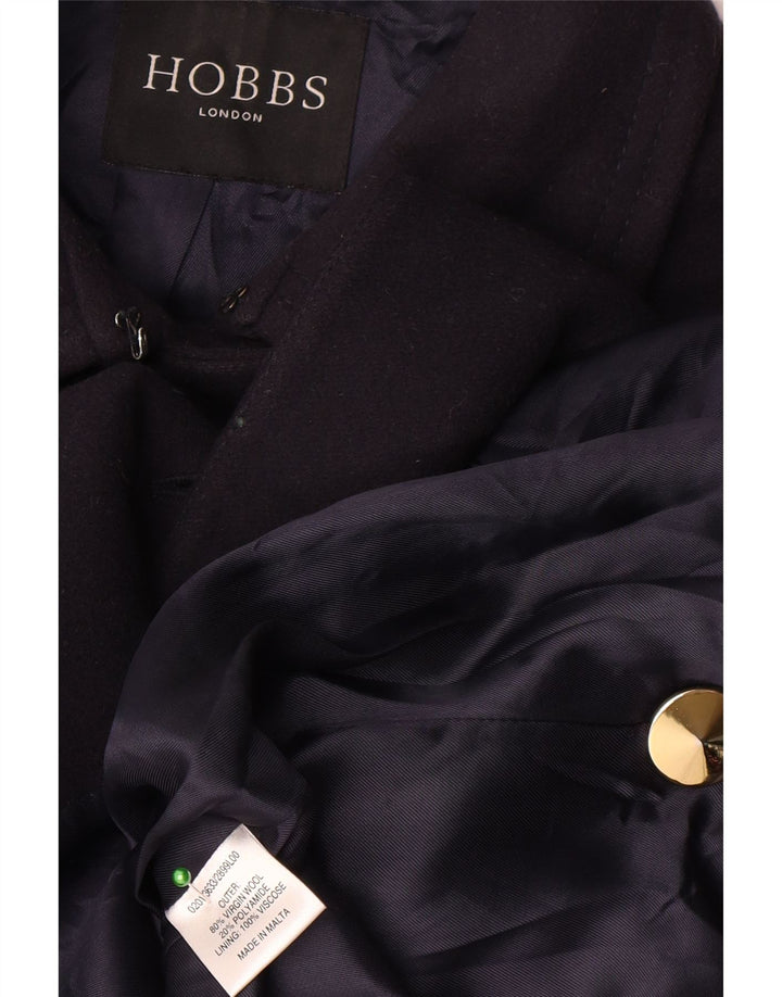 Casaco feminino Hobbs com peito duplo Reino Unido 10 lã virgem azul marinho pequeno