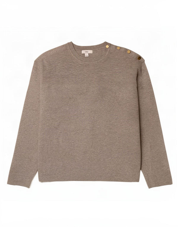 Suéter feminino Marks & Spencer grande com gola redonda Reino Unido 16 grande cinza