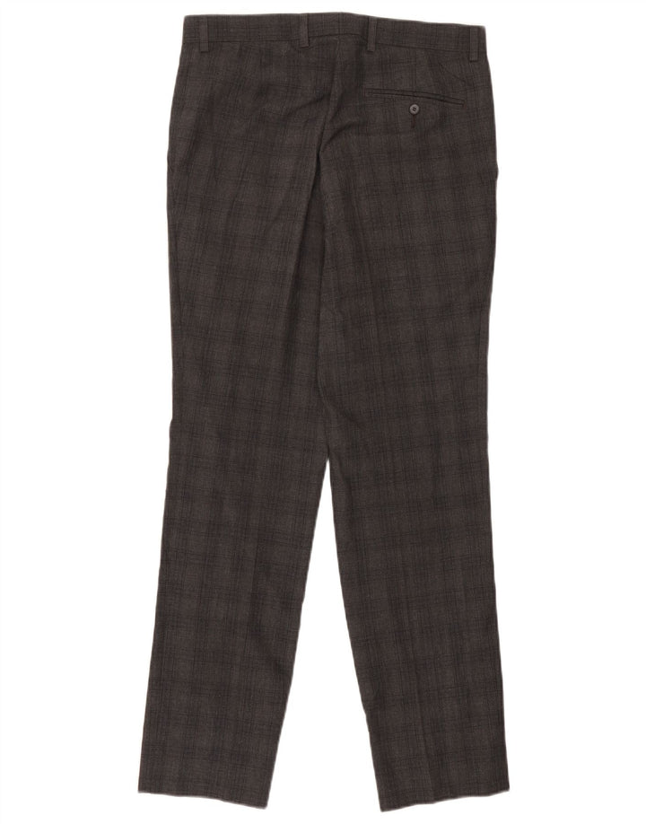 Calça masculina Marks & Spencer Slim Suit W30 L31 cinza xadrez poliéster