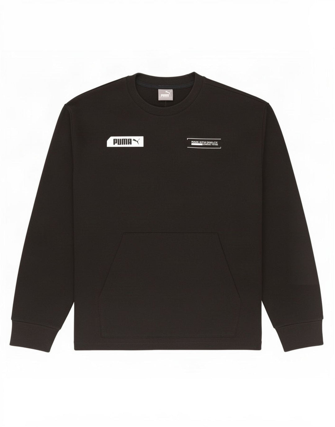 Puma Mens Graphic Moletom Jumper Pequeno Algodão Preto