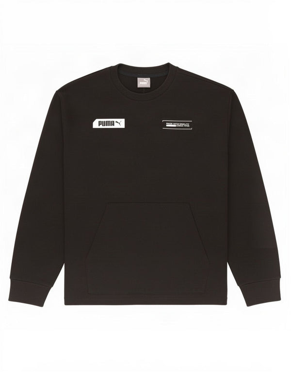 Puma Mens Graphic Moletom Jumper Pequeno Algodão Preto