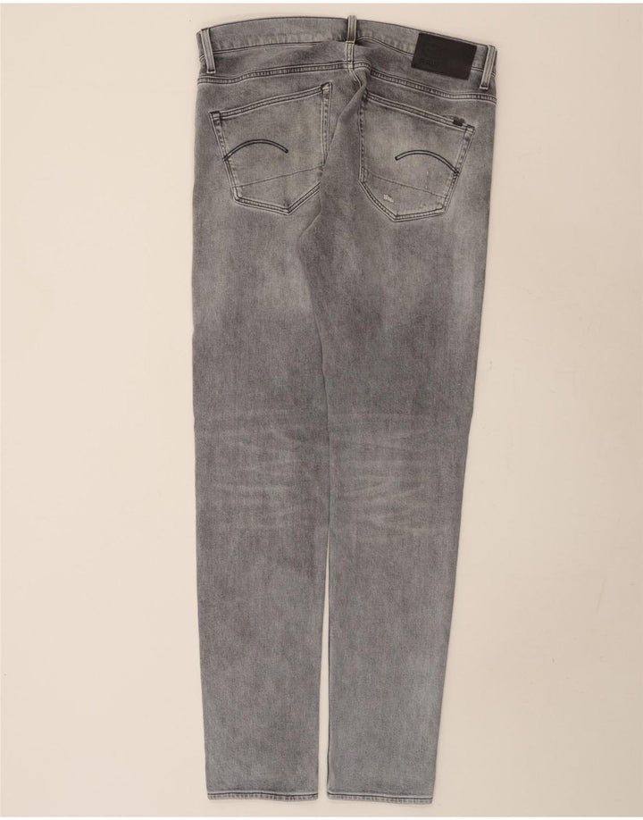 G-Star masculino 3301 jeans slim desgastado W36 L36 algodão cinza