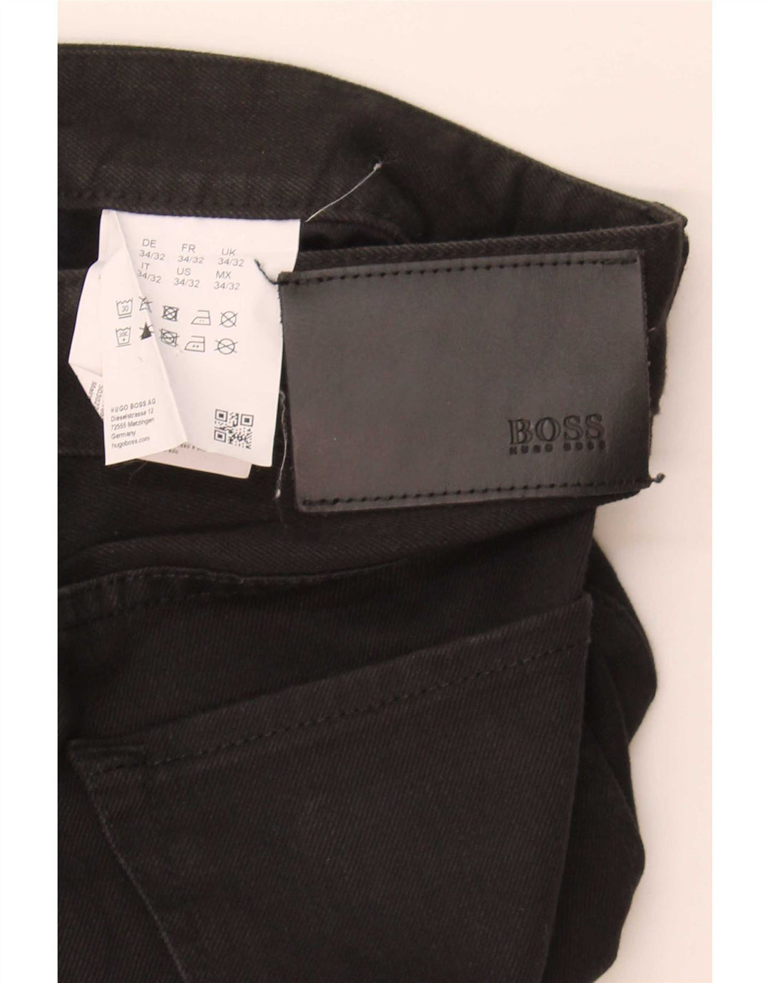 Hugo Boss Mens Straight Jeans W34 L32 Algodão Preto