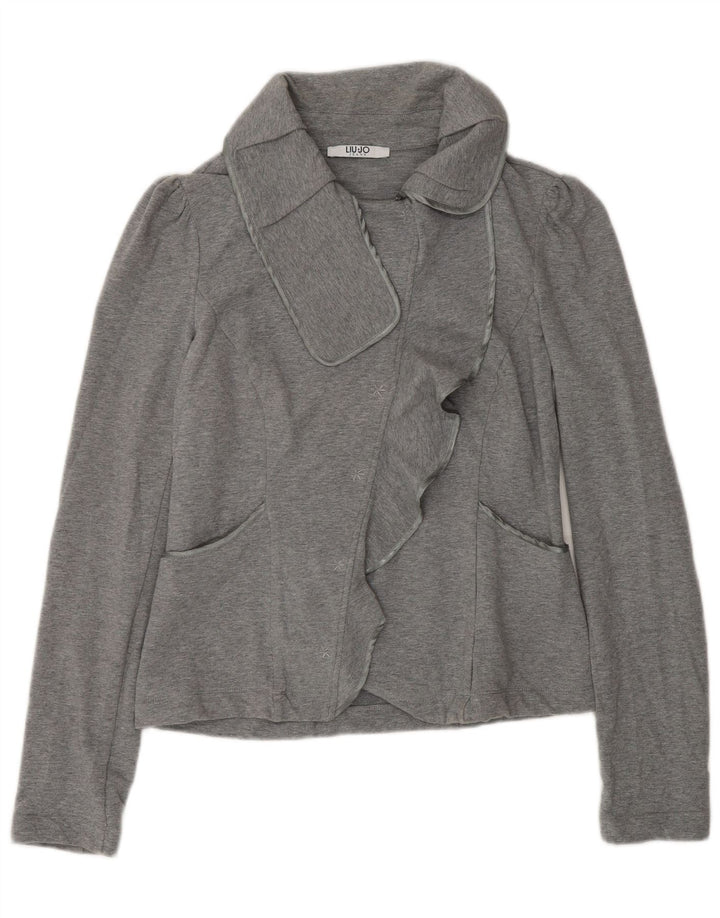 Liu Jo Cardigan Feminino Top UK 12 Algodão Cinza Médio