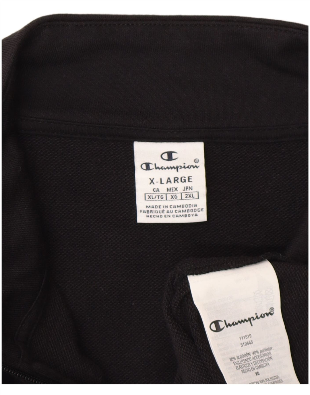 Champion Mens Graphic Tracksuit Top Jaqueta XL Algodão Preto