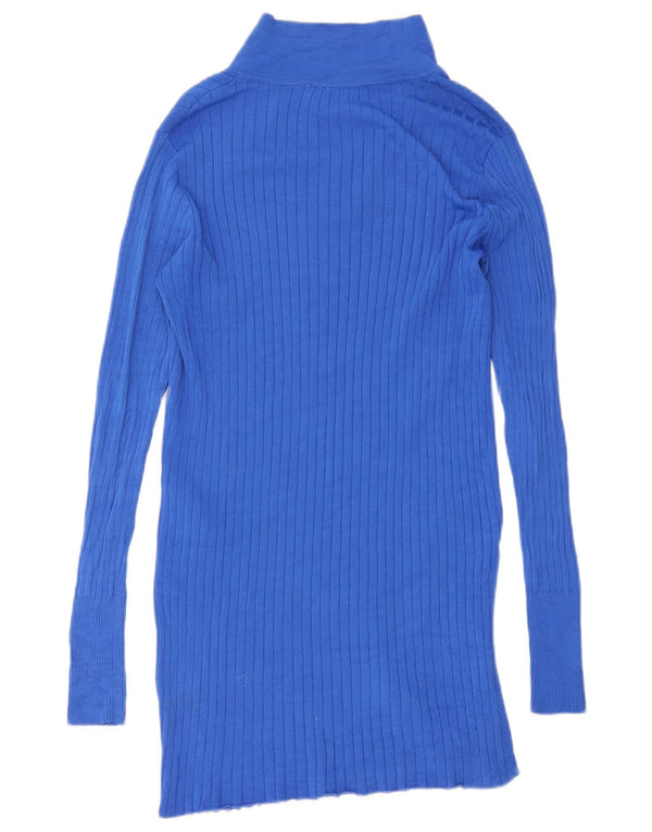 Vestido polo feminino de manga comprida Zara UK 12 viscose azul médio