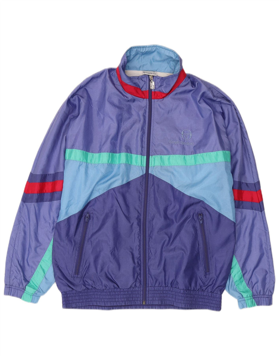 Sergio Tacchini Masculino Full Tracksuit IT 46 Pequeno Azul Colourblock Poliamida