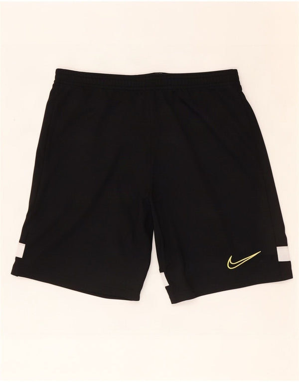 Shorts esportivos masculinos Nike Dri Fit pequenos pretos em poliéster colorblock