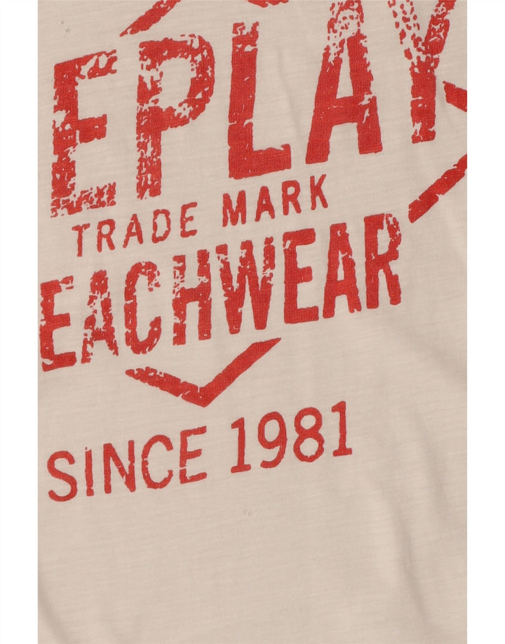 Replay Camiseta masculina gráfica top pequeno branco