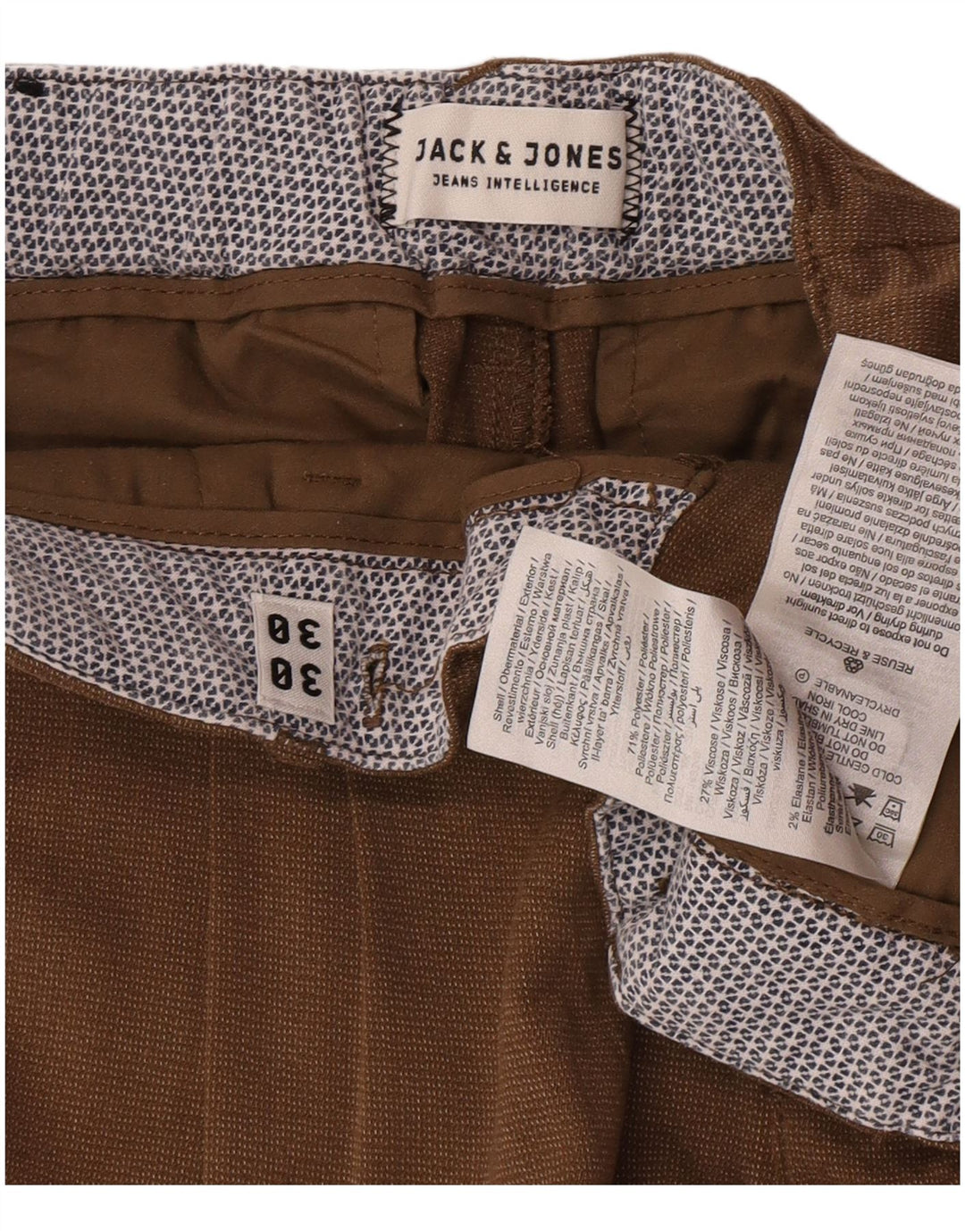 Calça Chino Masculina Jack & Jones W30 L23 Poliéster Marrom