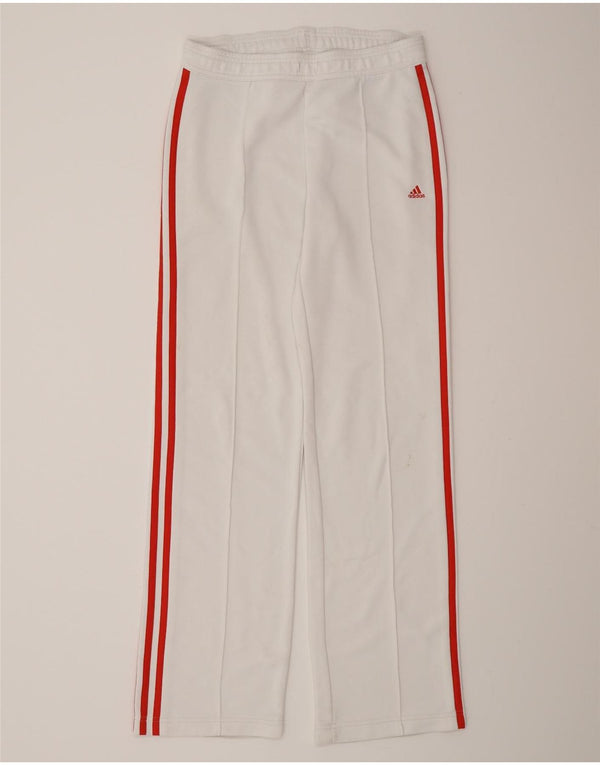 Calça de treino feminina Adidas UK 10 pequena poliéster branco
