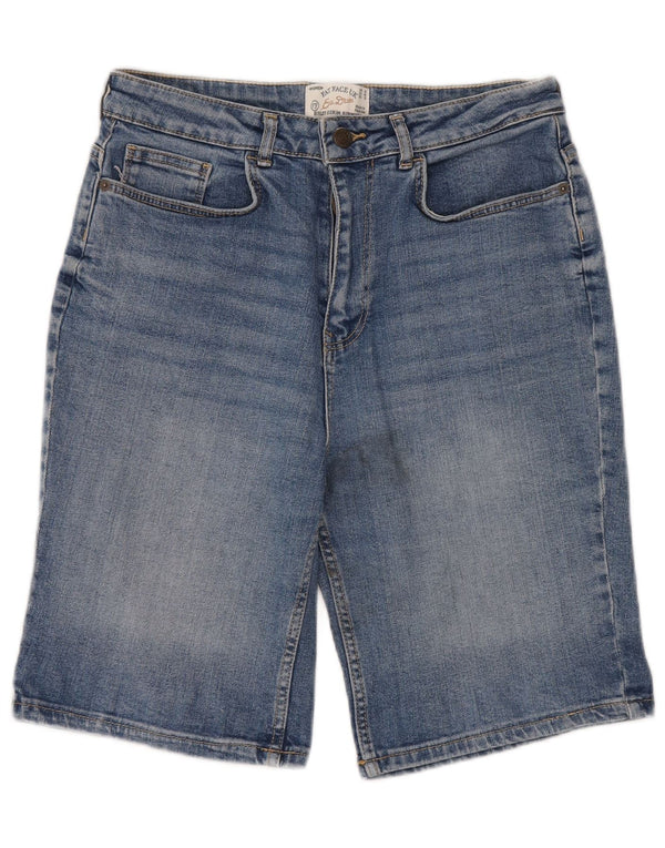 Bermuda jeans feminina Fat Face UK 14 grande W30 algodão azul