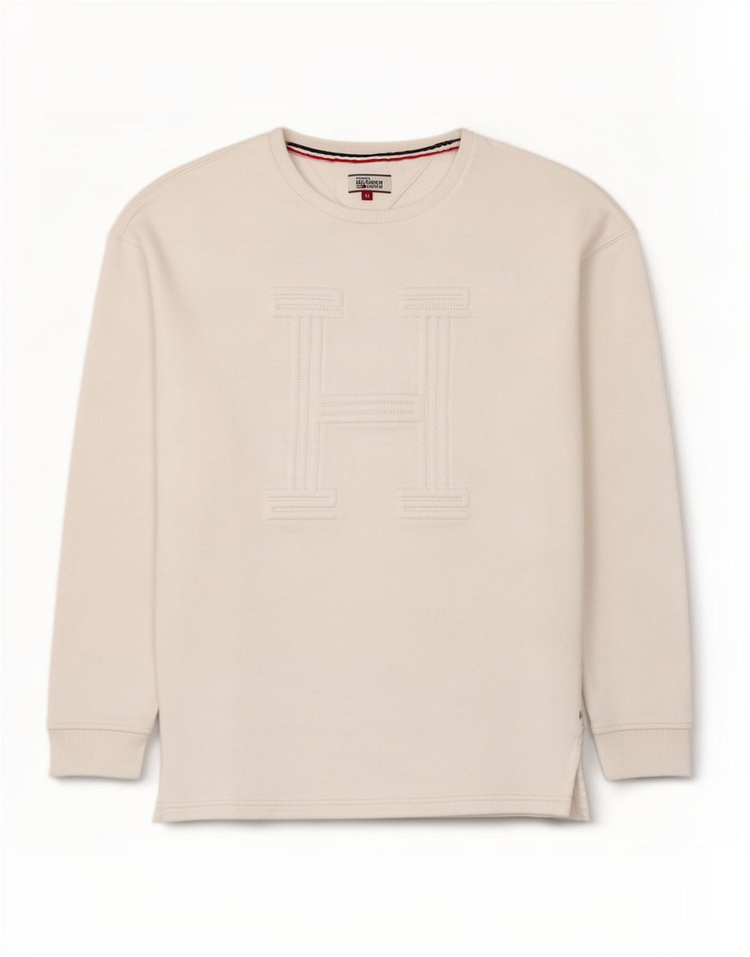 Tommy Hilfiger moletom gráfico masculino jumper médio algodão branco