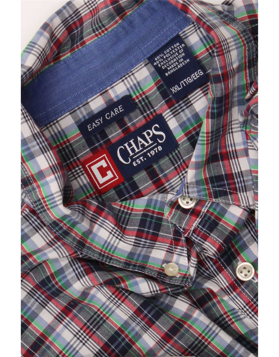 Camisa masculina de manga curta Chaps Easy Care 2XL algodão xadrez multicolorido