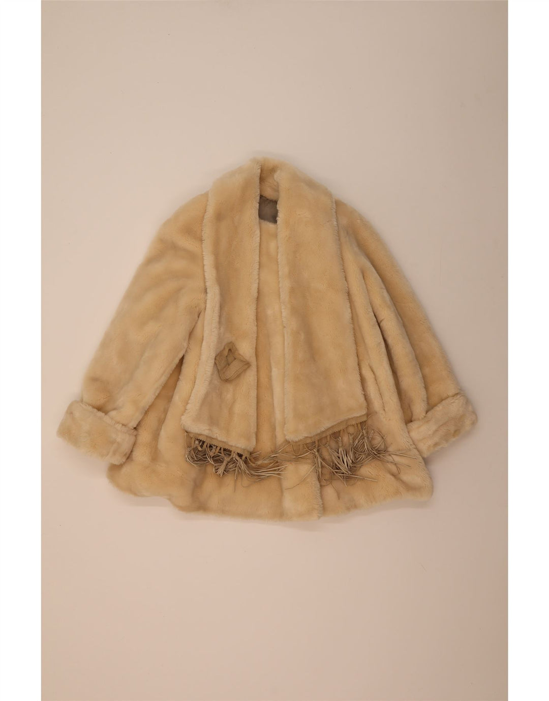 Sobretudo feminino vintage de pele sintética oversized IT 42 acetato bege médio