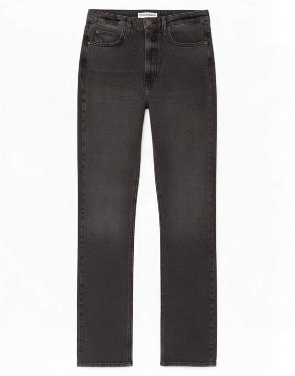 Zara Calça jeans feminina cintura alta desgastada EU 38 pequena W28 L34 algodão cinza