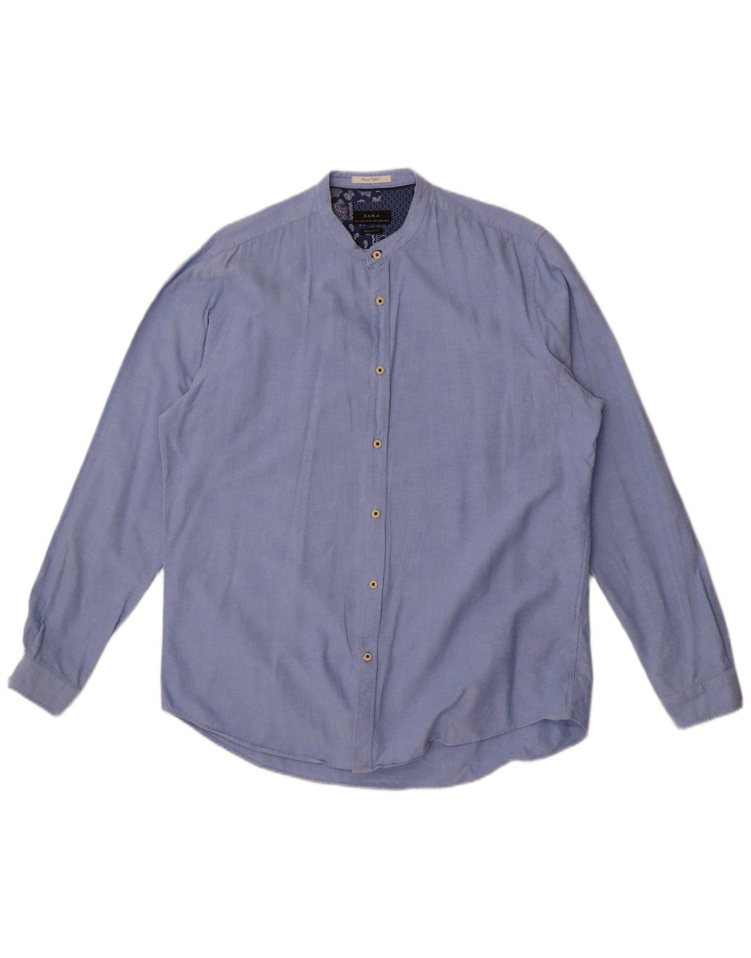 Camisa masculina Zara Regular Fit XL algodão azul