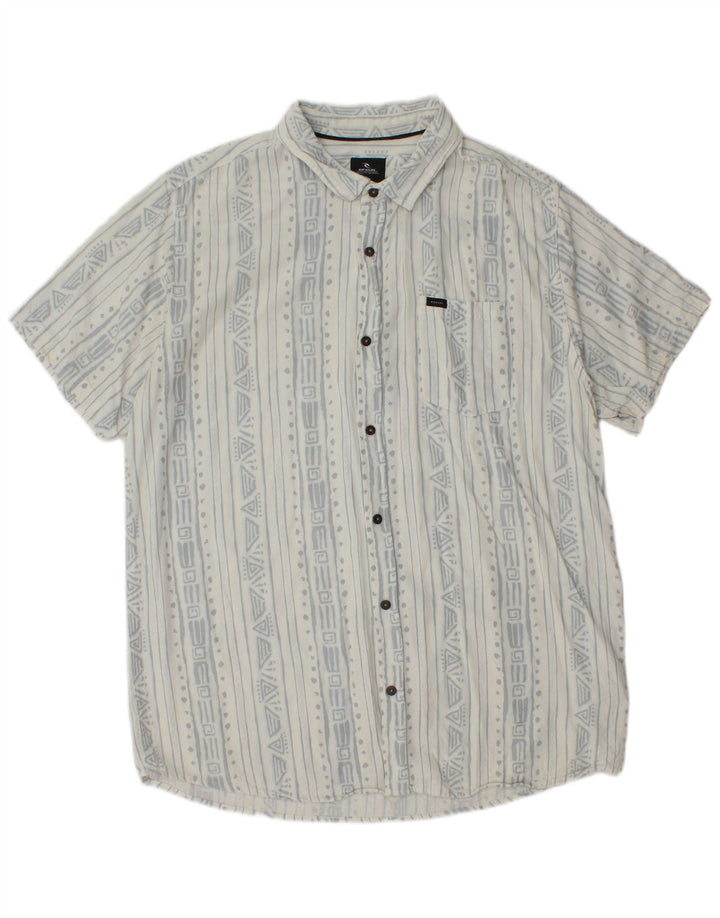 Camisa masculina de manga curta Rip Curl XL branca viscose geométrica