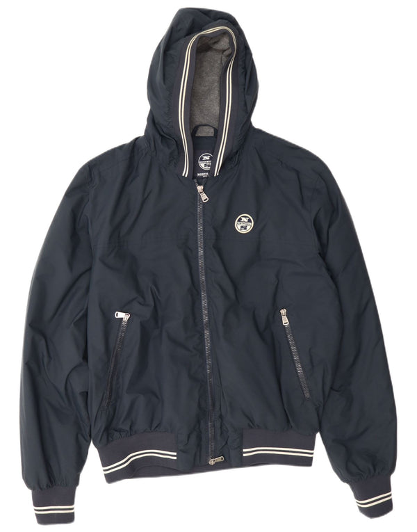 Jaqueta bomber masculina com capuz North Sails UK 40 grande azul marinho poliamida