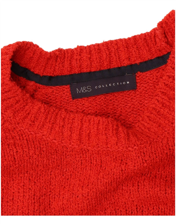 Suéter feminino Marks & Spencer com gola canoa Reino Unido 14 grande vermelho