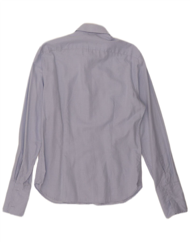 Camisa formal masculina Dkny Slim Fit tamanho 15 1/2 xadrez azul médio