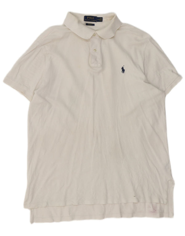 Polo Ralph Lauren Mens Custom Fit Camisa Grande Algodão Branco