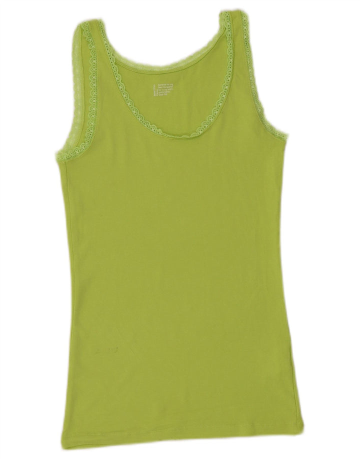 Top colete feminino BENETTON UK 14 grande algodão verde