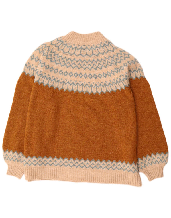 Suéter feminino Superdry com gola tartaruga Reino Unido 14 grande marrom Fair Isle