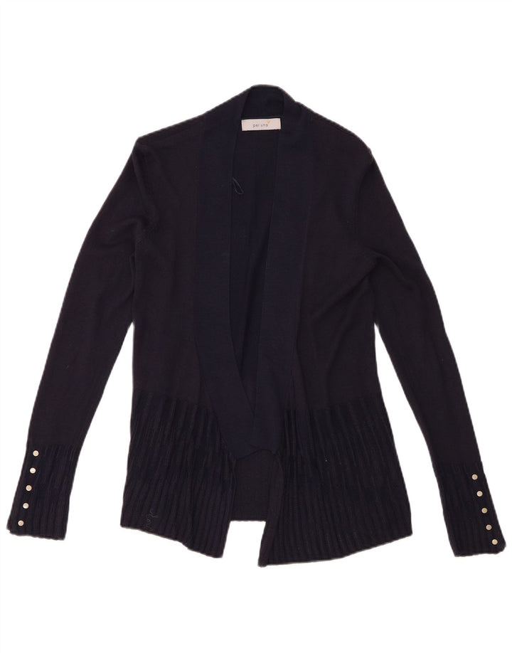 Suéter cardigã aberto feminino Marks & Spencer UK 8 pequeno azul marinho viscose