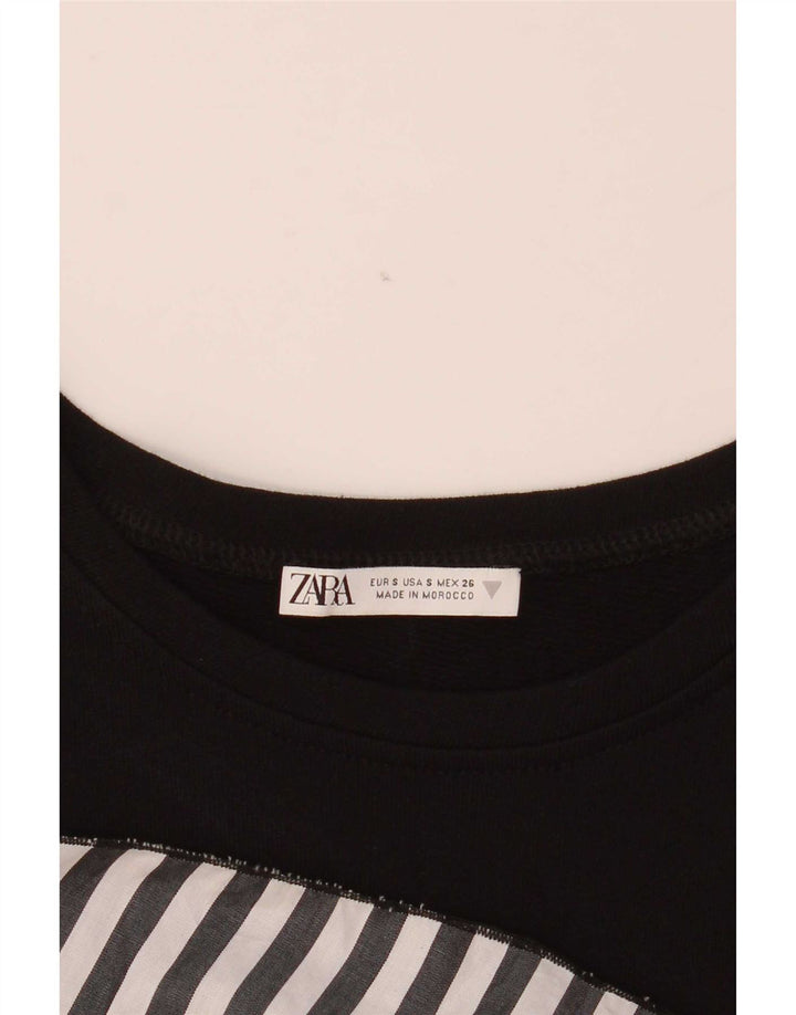 Blusa feminina Zara Top UK 10 pequena listrada preta