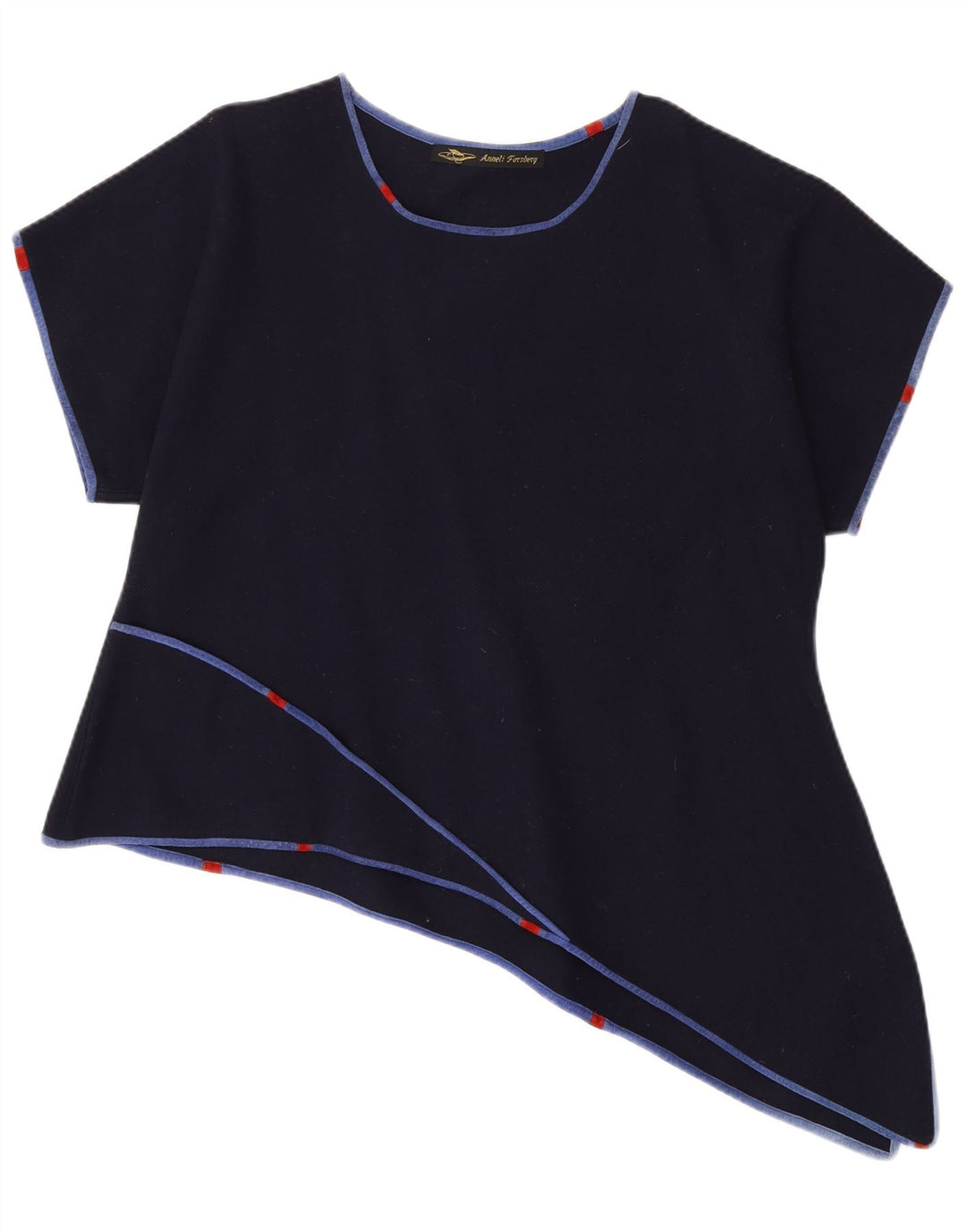 Top assimétrico feminino vintage UK 18 XL azul marinho