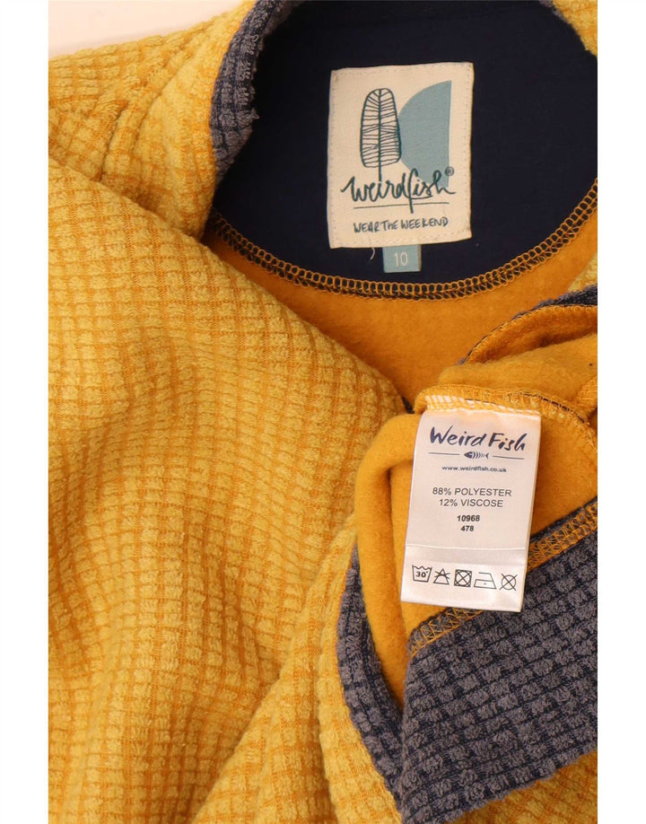 Esquisito Peixe Mulheres Zip Neck Fleece Jumper UK 10 Pequeno Poliéster Amarelo