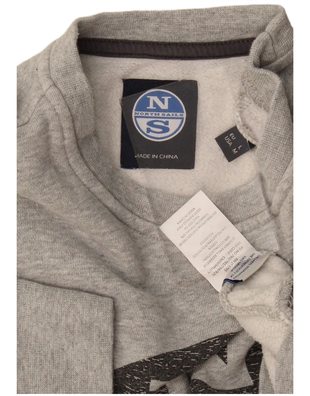 NORTH SAILS moletom gráfico feminino jumper UK 14 cinza médio manchado