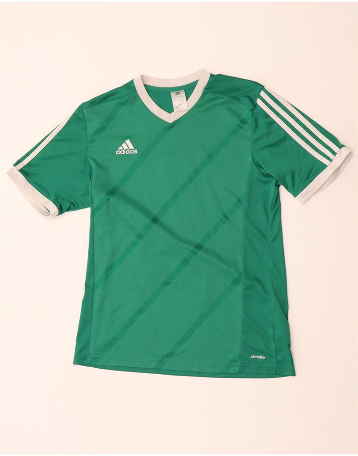 Camiseta Adidas Masculina Climalite Graphic Top Médio Verde Listrado Poliéster