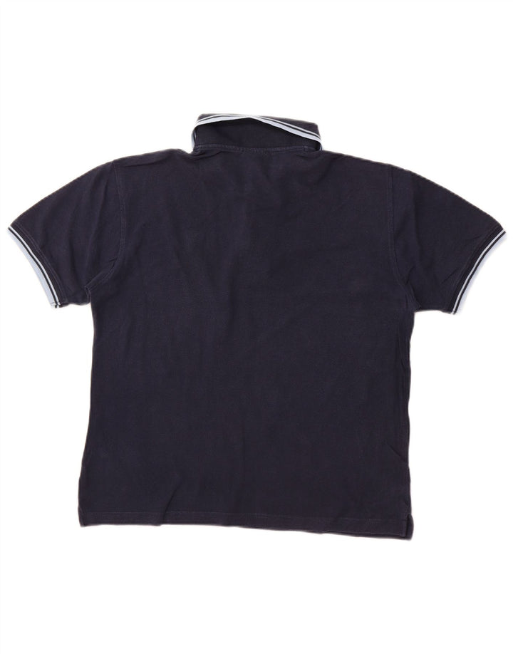 Camisa polo masculina Diadora pequena algodão azul marinho