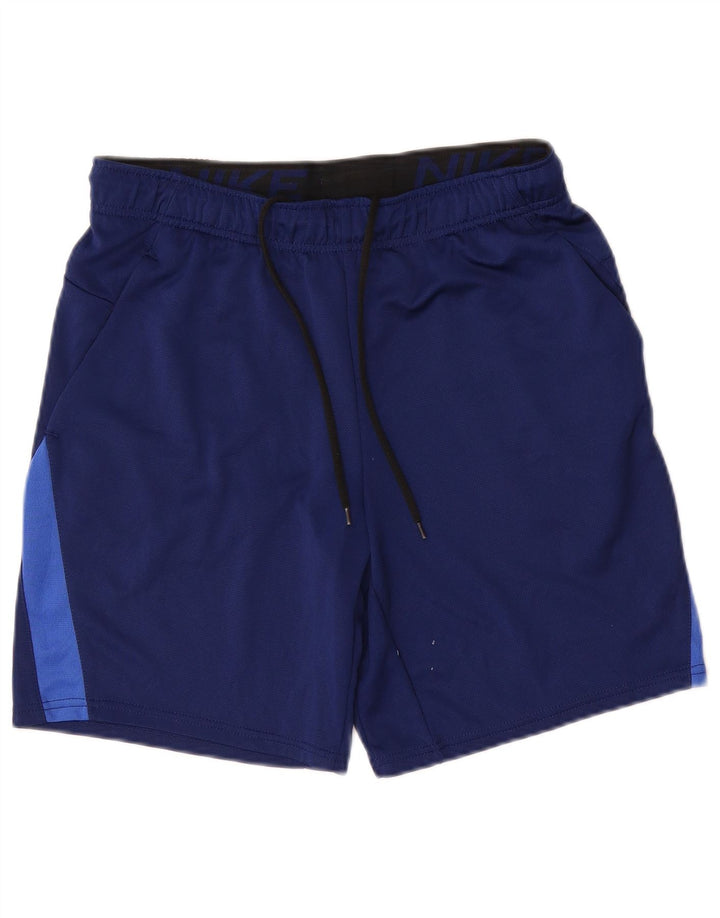 Shorts esportivos masculinos Nike Dri Fit médio azul marinho colorblock poliéster