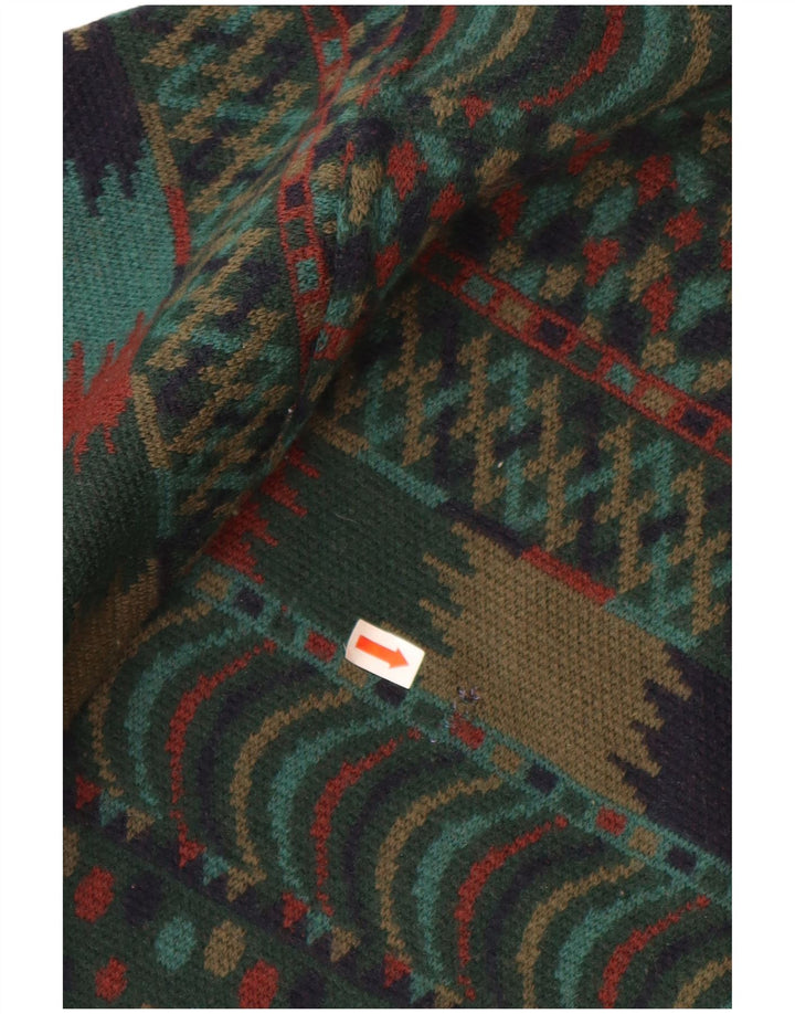 Suéter masculino VINTAGE com gola redonda IT 54 XL verde Fair Isle Wool