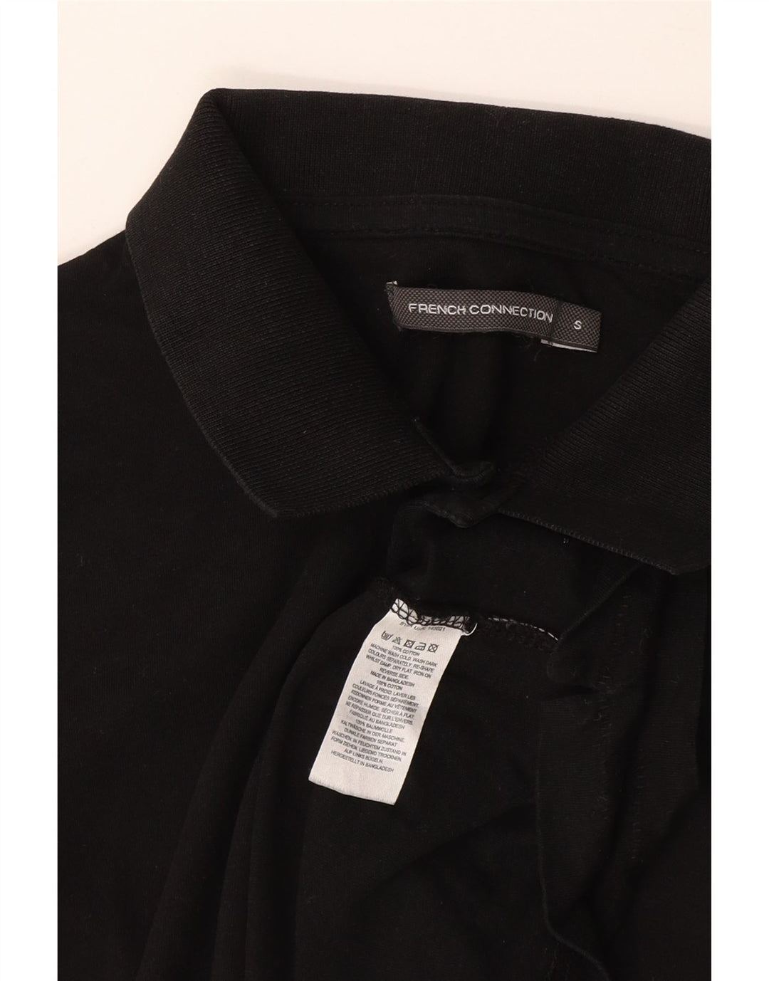 Camisa polo masculina French Connection pequena de algodão preto