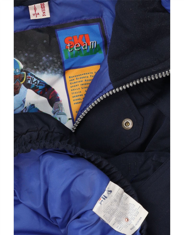 Jaqueta de esqui masculina FILA Loose Fit com capuz IT 50 Medium Navy Blue Colourblock