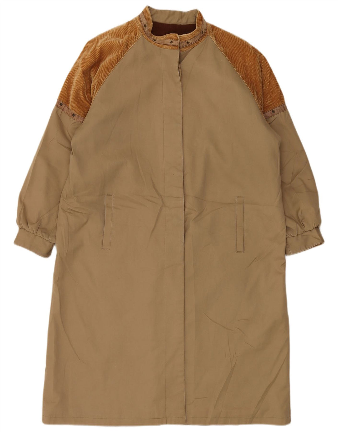 Casaco corta-vento feminino VINTAGE UK 16 grande bloco colorido marrom