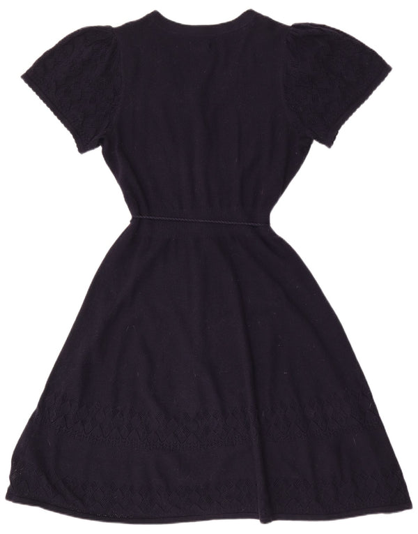 Vestido feminino Fat Face A-Line UK 10 pequeno algodão azul marinho