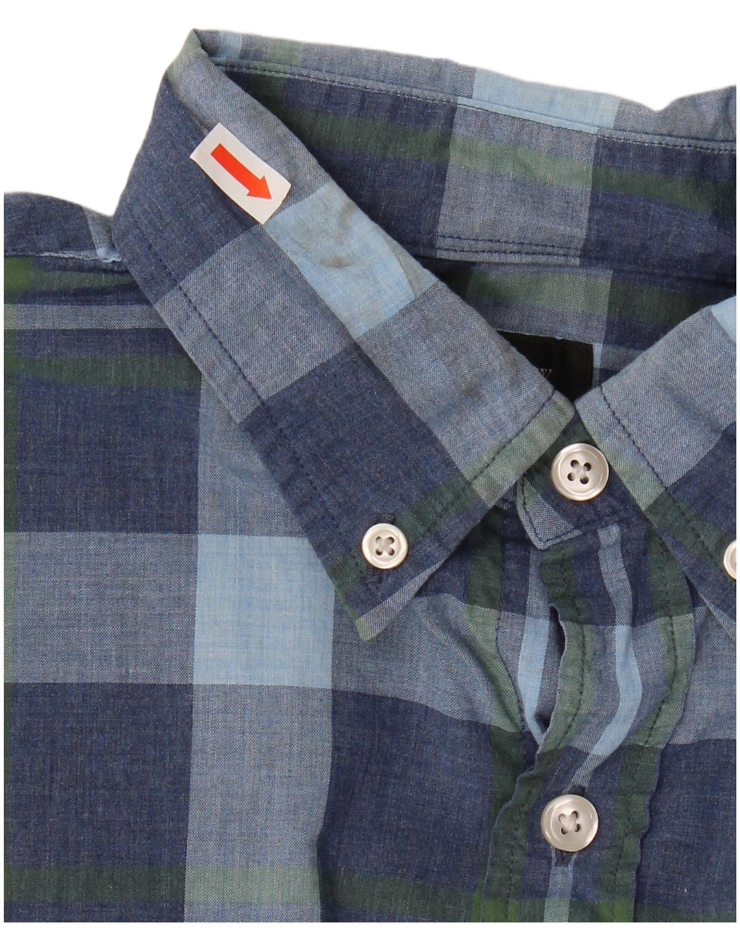 Camisa masculina J. CREW pequena xadrez azul de algodão