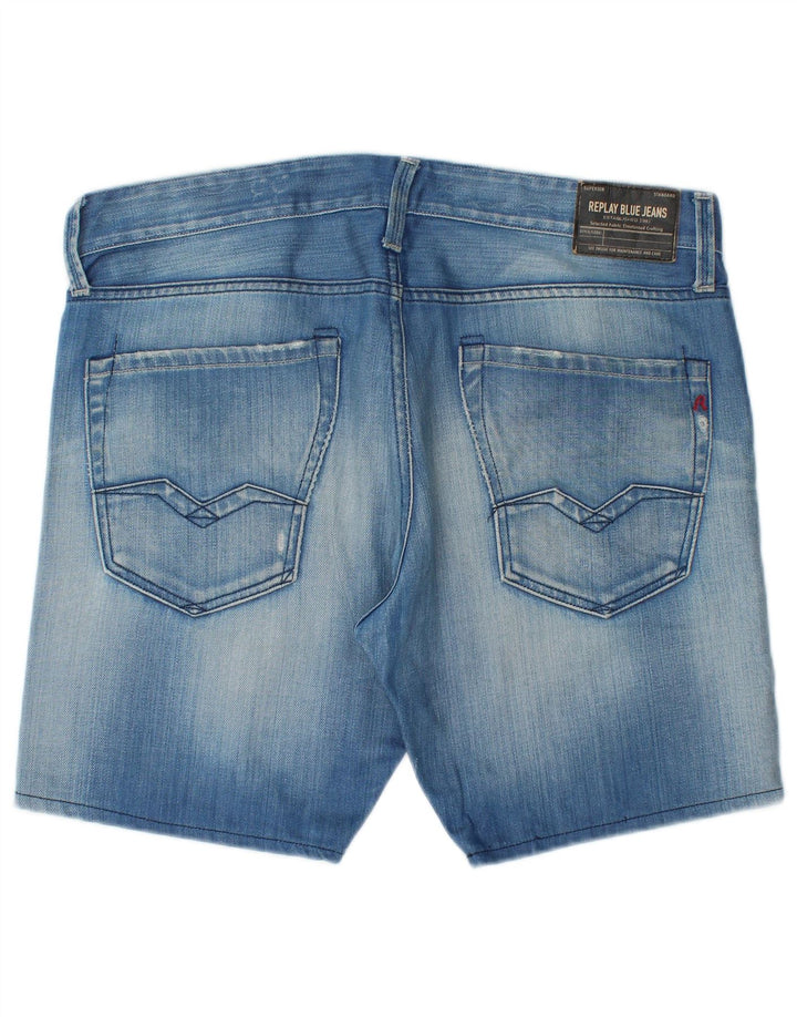 Shorts jeans masculino Replay Waitom W33 grande algodão azul