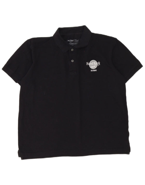 Camisa polo masculina Dubai Hard Rock Cafe grande algodão preto