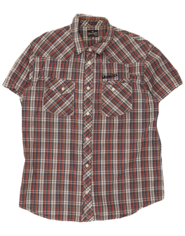 Camisa masculina Wrangler de manga curta com ajuste regular XL vermelho xadrez algodão