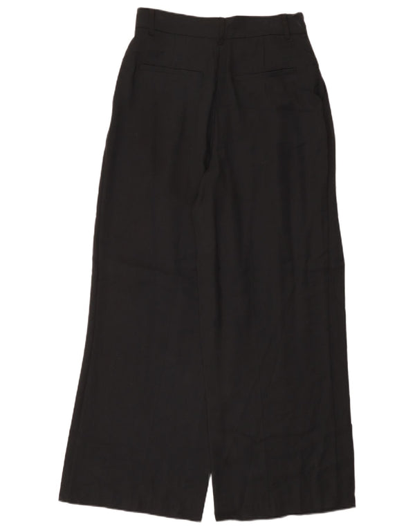Zara Calça Chino Feminina de Perna Larga Médio W28 L29 Preta Modal