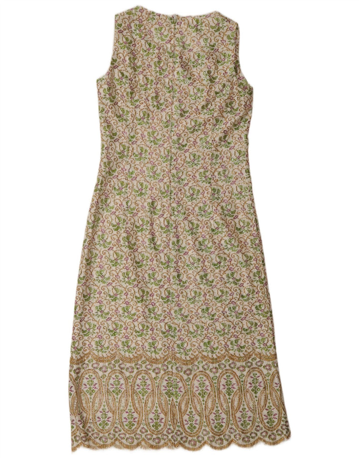 Lucie Linden Vestido Maxi Shift Feminino UE 38 Médio Multicolorido Floral Anos 80