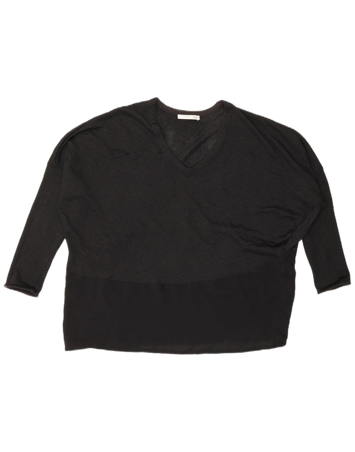 Zara Womens Batwing Top Manga Longa Reino Unido 14 Médio Preto