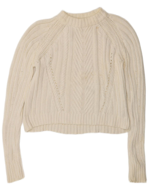 Suéter feminino Zara com gola alta e gola alta, tamanho UK 10, pequeno, branco